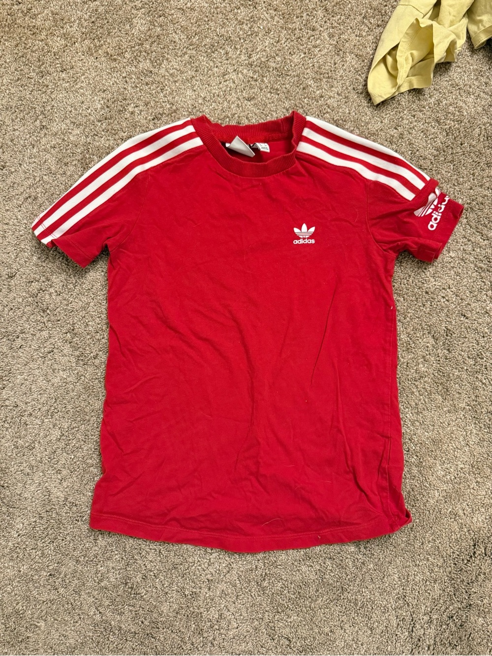 adidas Red Trefoil Short Sleeve Tee with White 3-Stripes
